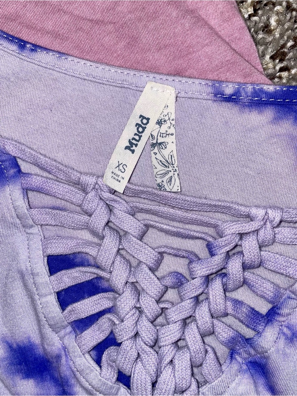2 Mudd Long Sleeve Pink & Blue Tie-Dye Size Juniors XS - Picture 8 of 12